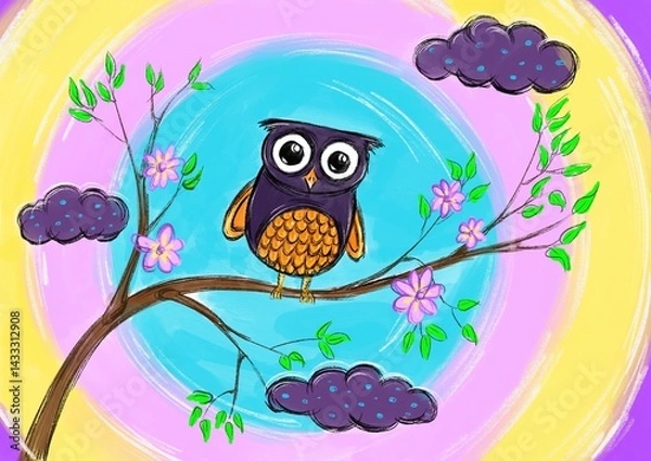 Obraz owl on a branch