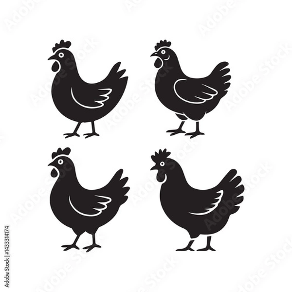 Fototapeta Black Chicken Graphic Vector for Modern Design BUNDLE
