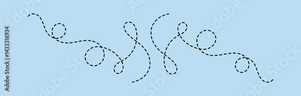 Fototapeta two points with dotted path and location pin. Route location icon two pin sign and dotted line. 