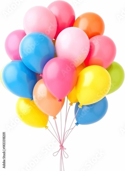 Fototapeta AI-generated vibrant cluster of colorful balloons isolated on a white background