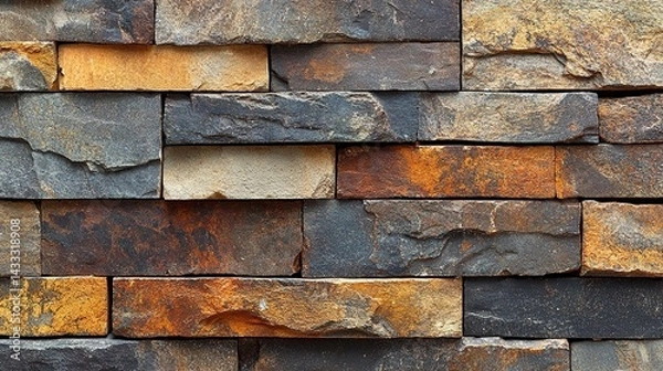 Fototapeta Rustic Multicolored Stone Wall Texture Closeup