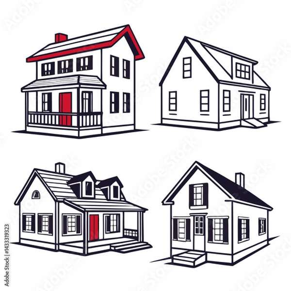Fototapeta house sketch vector