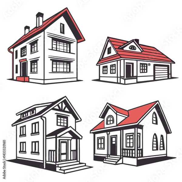 Fototapeta houses set vectors