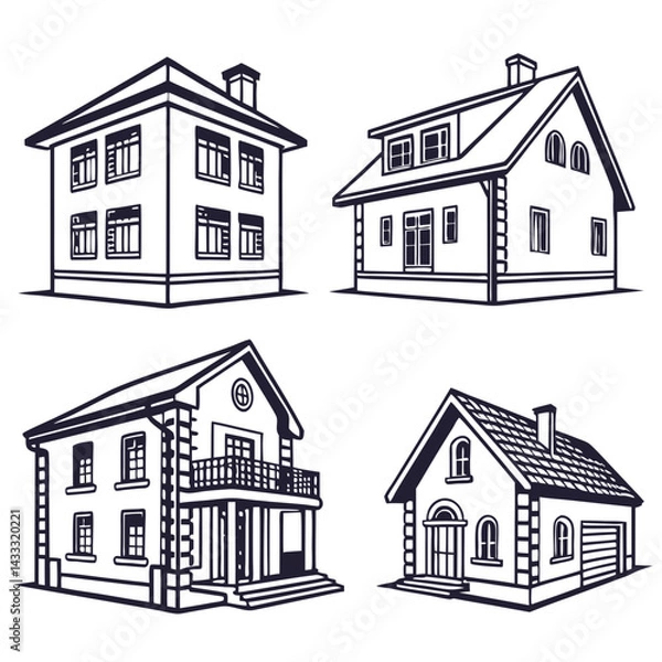 Fototapeta house sketch vector illustration