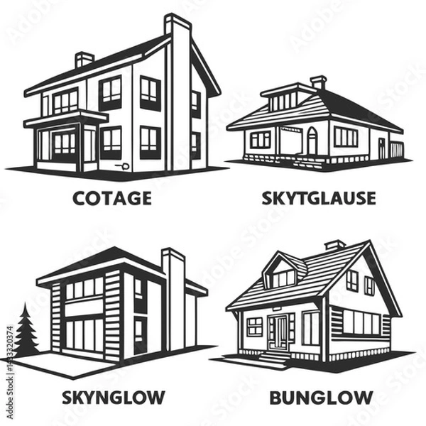 Fototapeta house sketch vector illustration