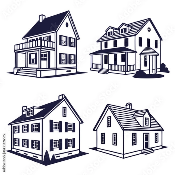 Fototapeta house sketch vector illustration