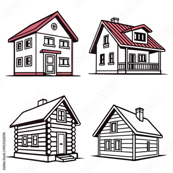 Fototapeta house sketch vector illustration