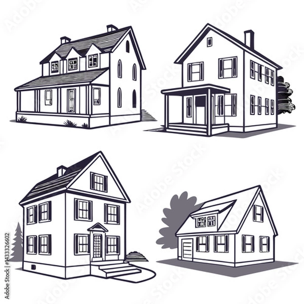 Fototapeta house sketch vector illustration