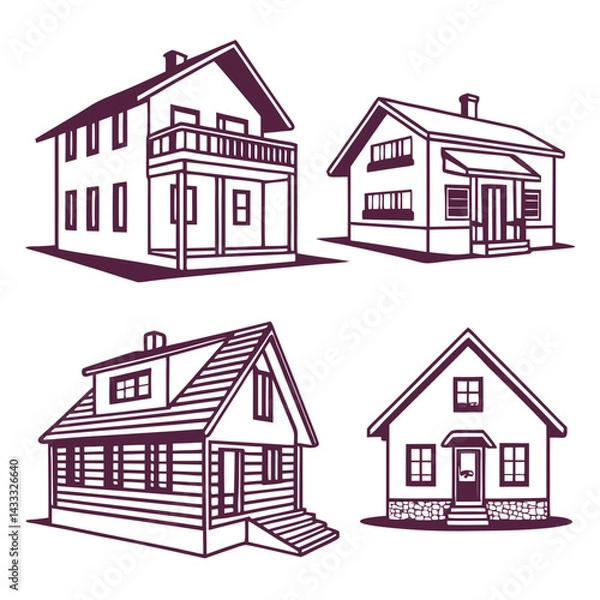 Fototapeta house sketch vector illustration