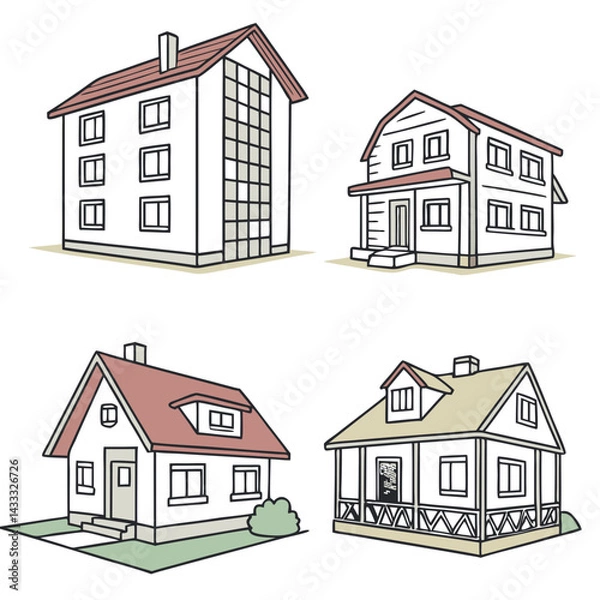 Fototapeta house sketch vector illustration
