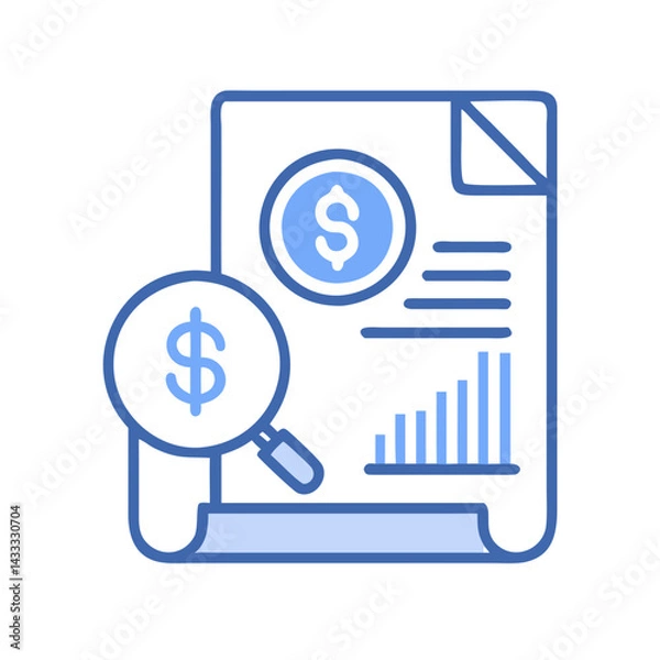 Obraz Financial analysis report with dollar sign and magnifying glass