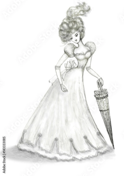 Obraz Young lady with umbrella.