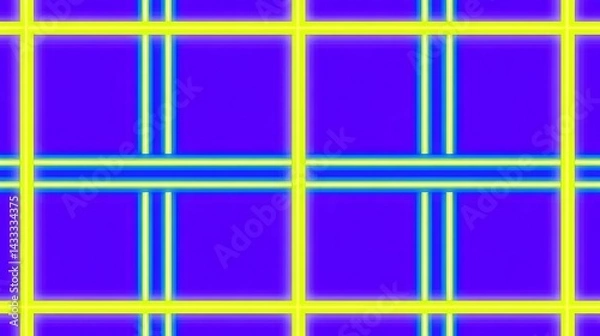 Obraz Vibrant grid pattern with yellow and blue lines on purple background