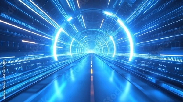 Fototapeta Futuristic Digital Highway Tunnel