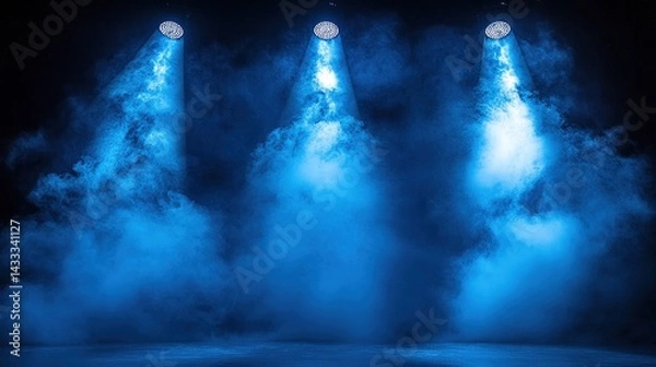 Obraz Stage lights illuminating a smoky performance area