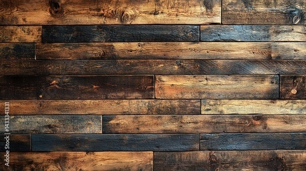 Fototapeta Rustic Wood Plank Wall with Varied Tones and Textures