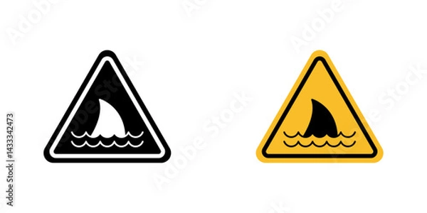 Fototapeta Danger of shark signs vector illustration for web, ui designs