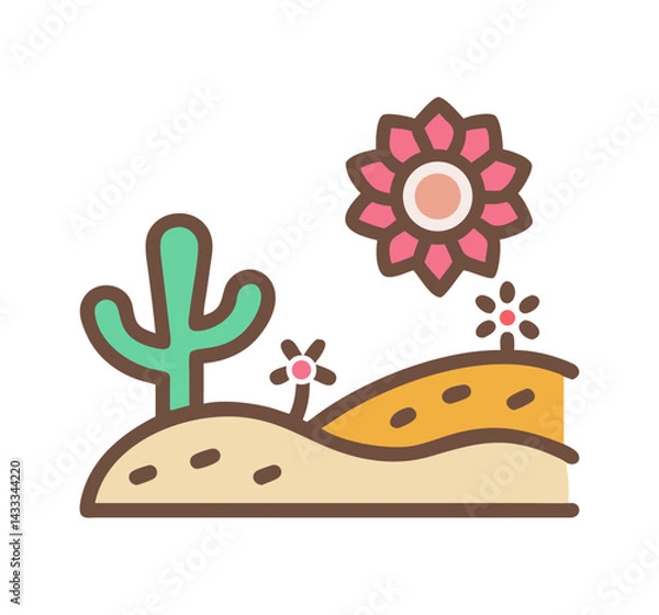 Fototapeta Desert Bloom Vector Illustration on White Background
