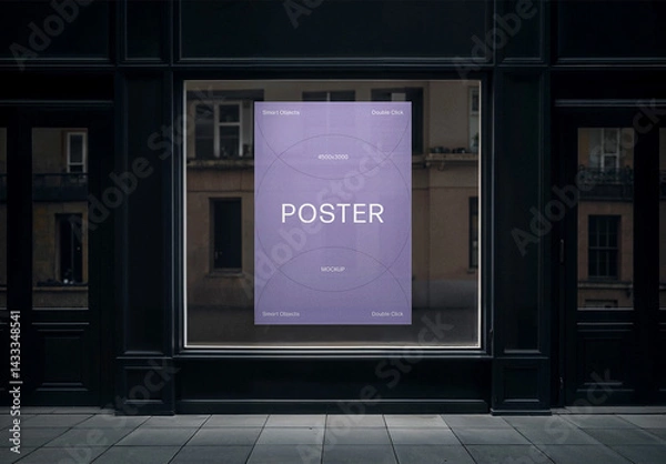 Fototapeta  A4 Window Poster Mockup With Generative AI