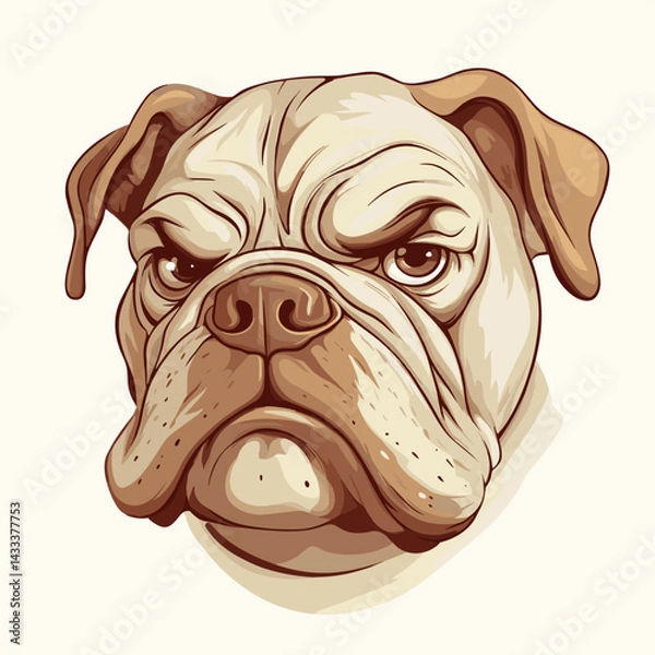 Obraz Grumpy bulldog vector cartoon portrait