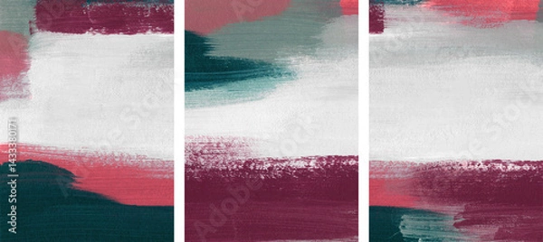 Fototapeta Three minimalist artist-made paintings. Abstract texture. Versatile artistic image for creative design projects: posters, banners, websites, covers, cards, magazines, prints and wallpapers.