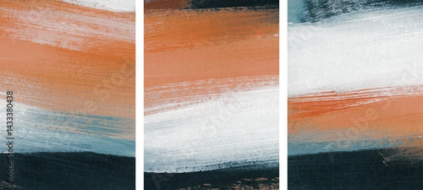 Fototapeta Three minimalist artist-made paintings. Versatile artistic image for creative design projects: posters, banners, websites, covers, cards, magazines, prints and wallpapers. Acrylic on cardboard.