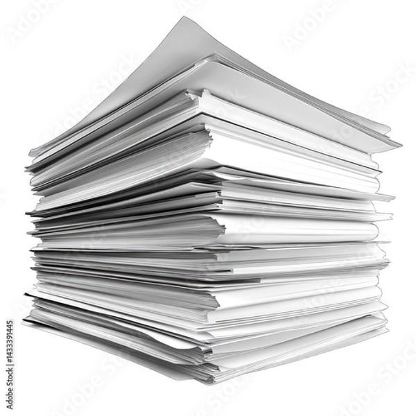 Obraz A neat stack of blank sheets of paper is placed on a dark surface, highlighting the crisp and clean appearance of the unused sheets under bright