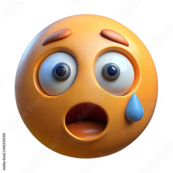 Fototapeta 3d emoji shocked face, 3D Rendering shocked emoji with emotion isolated on transparent background