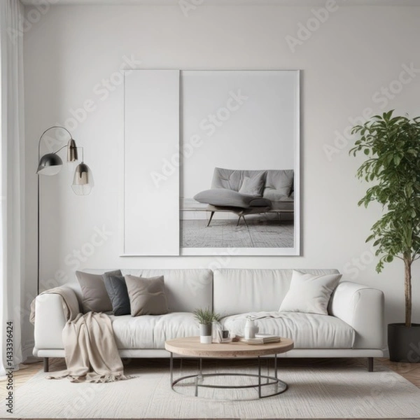 Fototapeta modern living room, living room interior, modern living room with bed