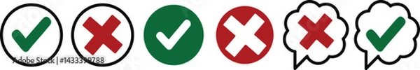 Obraz Approved and Denied Icon Collection Unique Tick and Cross Graphics for Any Project editable colors