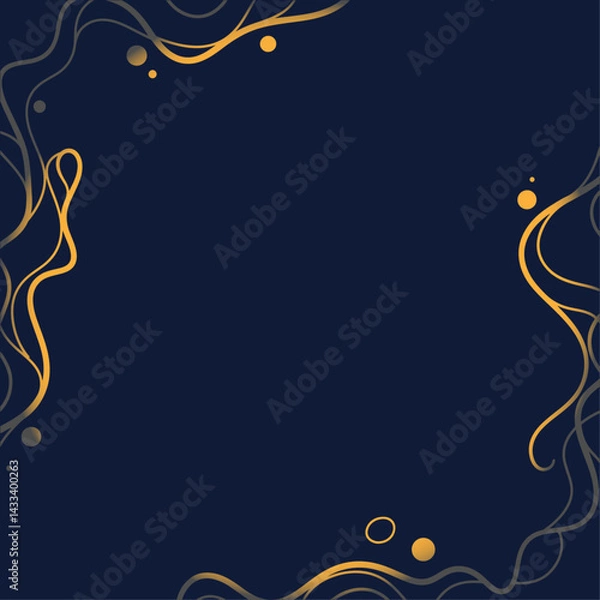 Obraz Decorative Abstract Golden Frame with Smooth Curved Lines and Minimal Dot Elements on White  for Elegant Graphic Designs, Invitations, and Professional Templates
