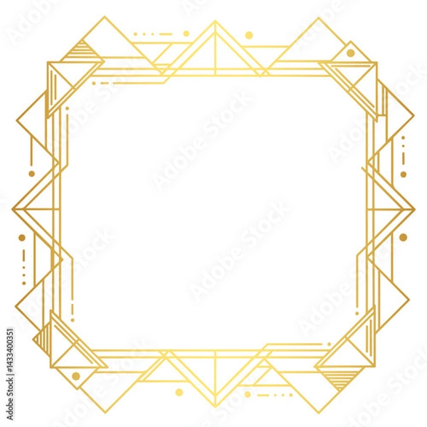 Obraz Geometric gold frame with origami bird corners in a refined minimalist design, suitable for high-end branding, formal announcements, event stationery, packaging, and art-focused digital creations

