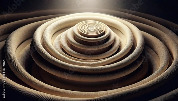 Fototapeta Abstract spiral patterns indoor studio digital artwork minimalist close-up artistic exploration