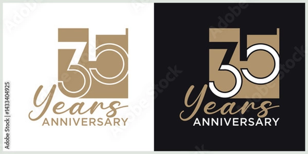 Fototapeta anniversary 35th logotype vector with brown and white color for special celebration day