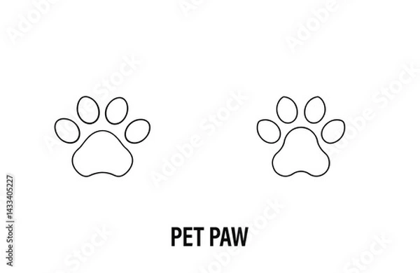 Fototapeta Simple Pet Paw Line Art Vector Design for Animal and Pet Themes