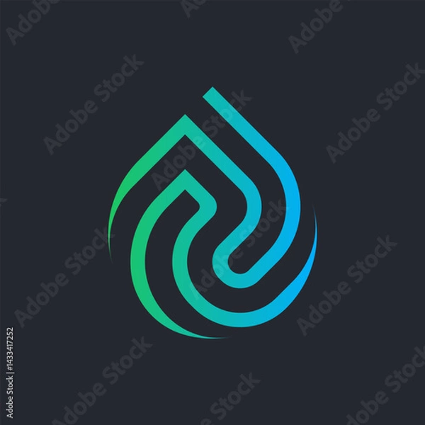 Obraz A droplet logo made of neat curved lines that form a beautiful, unique and sophisticated logo. The droplet shape looks very precise so that it forms a neat, clean and pleasing symbol.