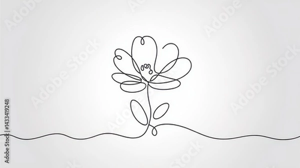 Obraz Elegant single-line drawing of a stylized flower.