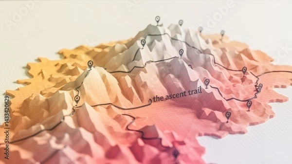 Obraz Colorful, textured, topographic map of a mountainous region.