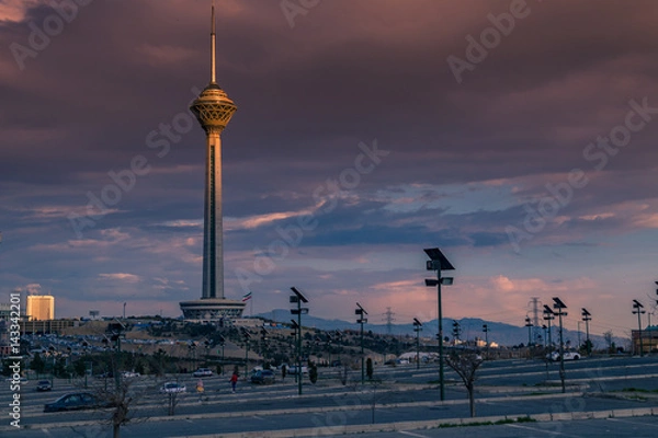 Obraz Milad Tower also known as the Tehran Tower is a multi-purpose tower in Tehran, Iran. It is the sixth-tallest tower and the 17th-tallest freestanding structure