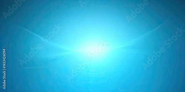 Fototapeta Aqua Light Background, Curved Lines, Glow Effect, Gradient Texture, Cyan