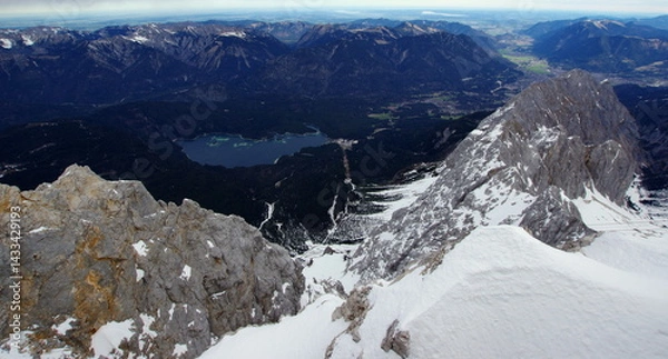 Fototapeta Zugspitze the highest peak of the Wetterstein Mountains and the highest mountain in Germany.