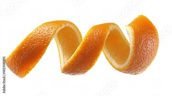 Obraz Vibrant Orange Spiral Peel Twist on White Background