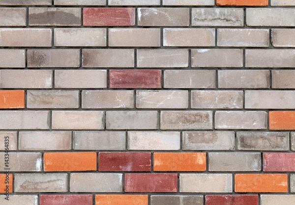 Obraz Brick wall with a red brick in the middle. The wall is made of gray and red bricks