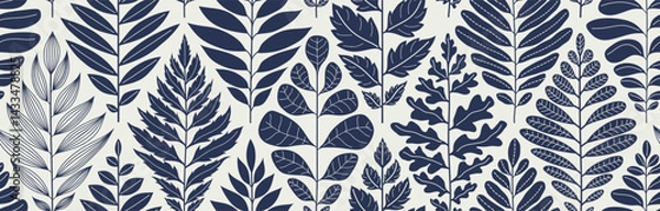 Fototapeta Abstract retro leaf shapes seamless pattern, flower pattern.