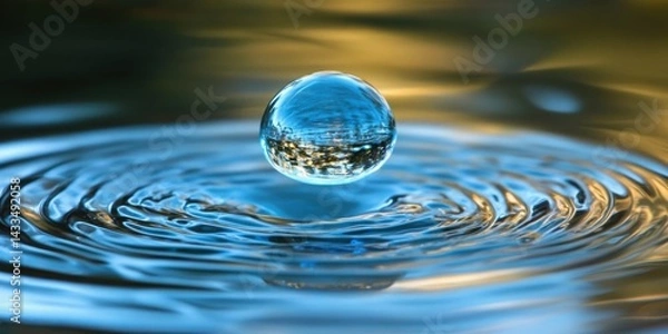 Fototapeta Surreal ripple enhances bubble thread spin; background