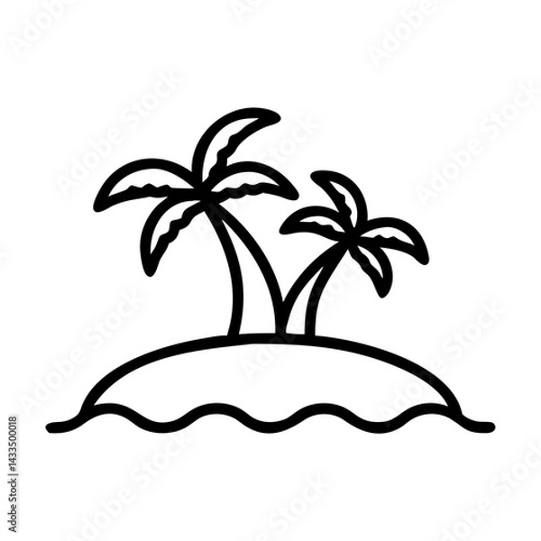 Fototapeta Island with Palm Trees Icon Design