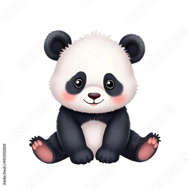Obraz Baby cute panda on white background, watercolor style
