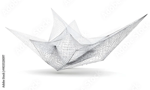 Fototapeta This abstract design features complex network of lines and shapes that create three dimensional illusion. intricate structure evokes sense of depth and movement, making it visually captivating