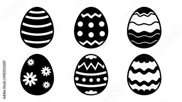 Fototapeta set of egg silhouette vector on tranparent background