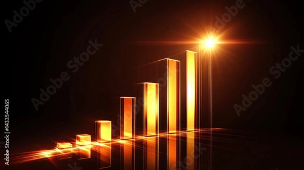 Obraz Golden growth economic trends in business statistics digital space data visualization optimistic viewpoint